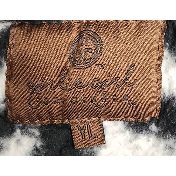 C.C. Kids Girlie Girl Black White Animal Print Sherpa Pullover Jacket YL Pockets - Picture 7 of 8